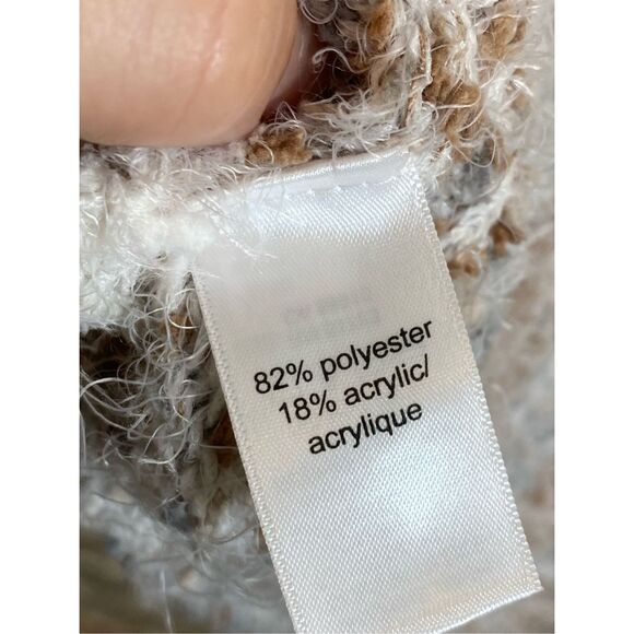 Maurices Beige/Cream Striped Fuzzy Knit Sweater, Lantern Sleeve, Women’s Size OX - Picture 6 of 6